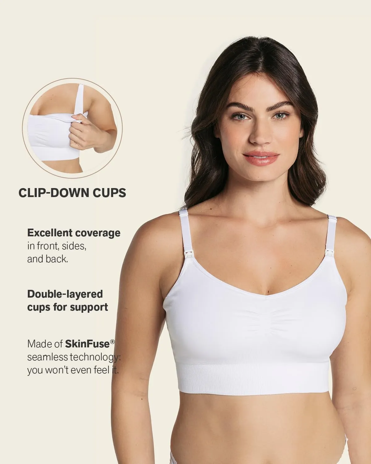 Leonisa Wireless Nursing Bra High-Tech Clip Cup - Maternity Bras Underwear for Women