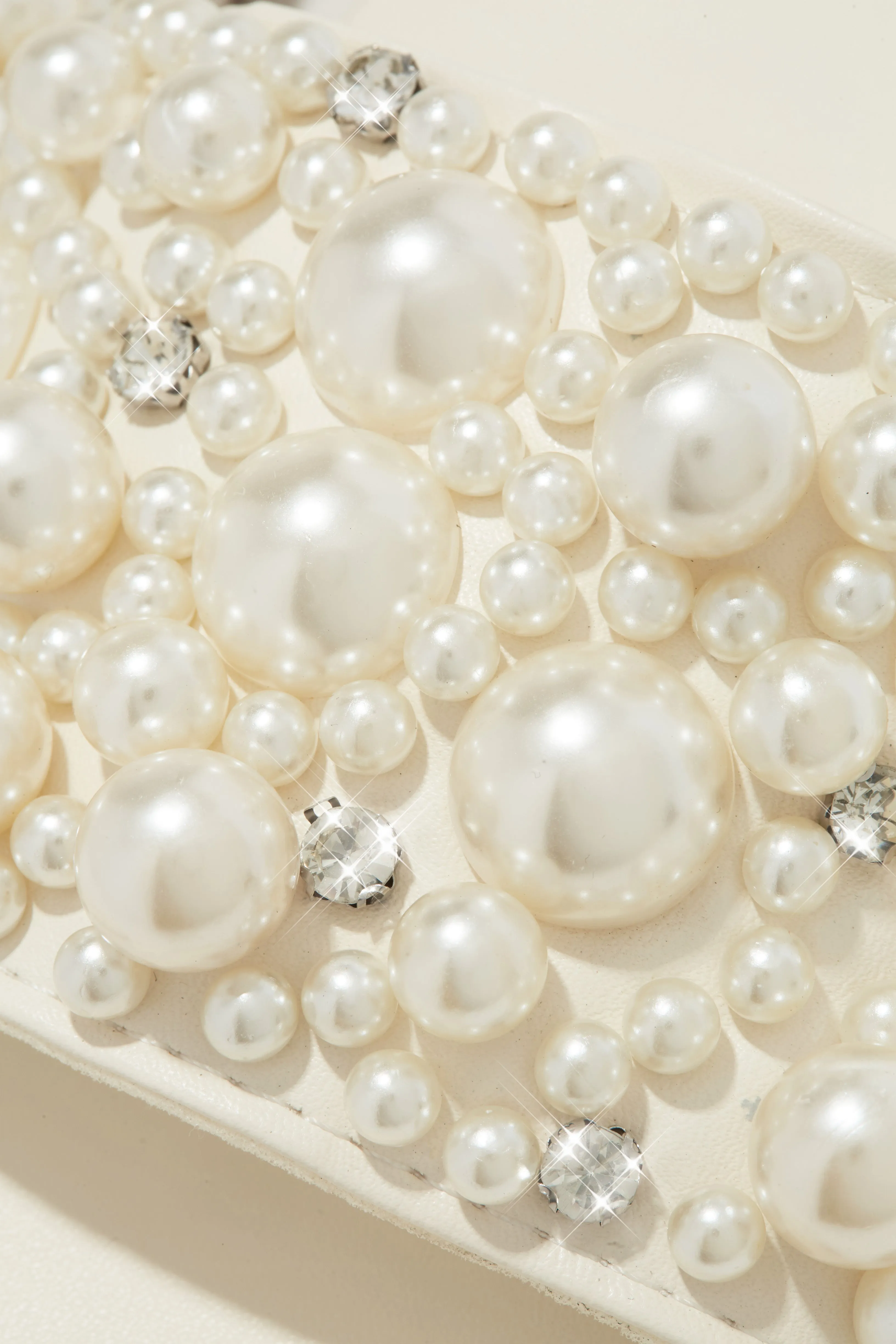 Lexia Slip On Faux Pearl Sandals - Ivory