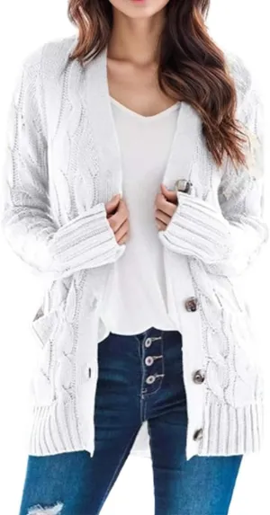 Light Cardigan for Women Button Down Long Sleeve Cardigans with Pockets Dressy Fall 2024 Knit Sweaters