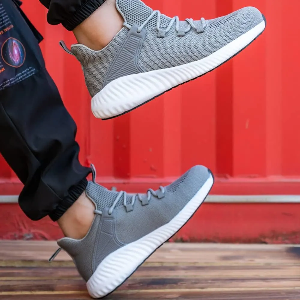 Lightweight Work Safety Sneakers,Work Shoes Provides a Comfortable, Breathable, Long-Term Foot Experience with Flying Woven Upper Material,