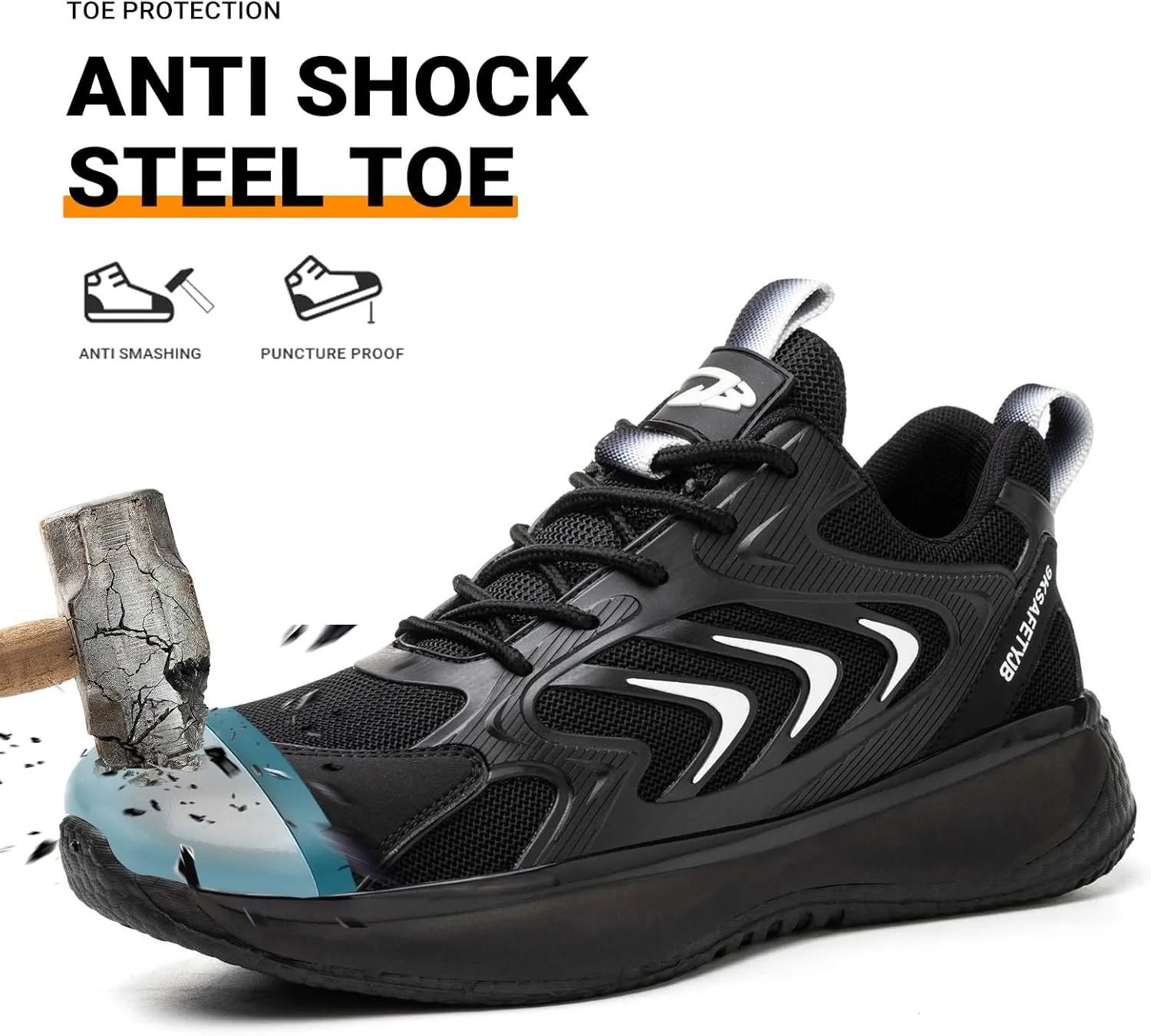 LIWEGHT Steel Toe Shoes for Women Men Lightweight Safety Shoes Composite Steel Toe Sneakers Slip Resistant Comfortable Work Shoes