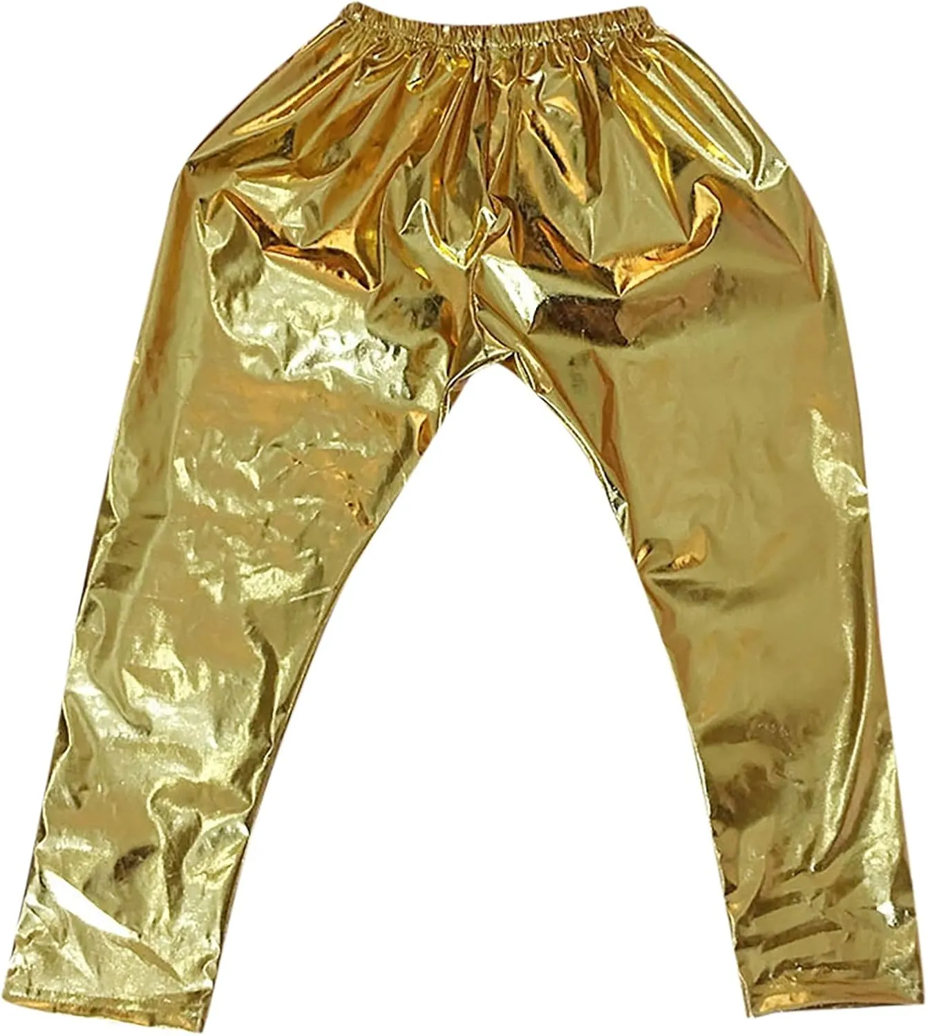 Mardi Gras Sequins Metallic Pants for Boys Girls Glittering Wide Leg Elastic Waist Harem Sweatpants Hip Hop Dance Pants 3-16