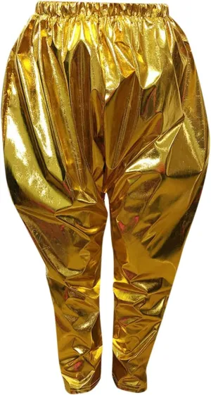 Mardi Gras Sequins Metallic Pants for Boys Girls Glittering Wide Leg Elastic Waist Harem Sweatpants Hip Hop Dance Pants 3-16
