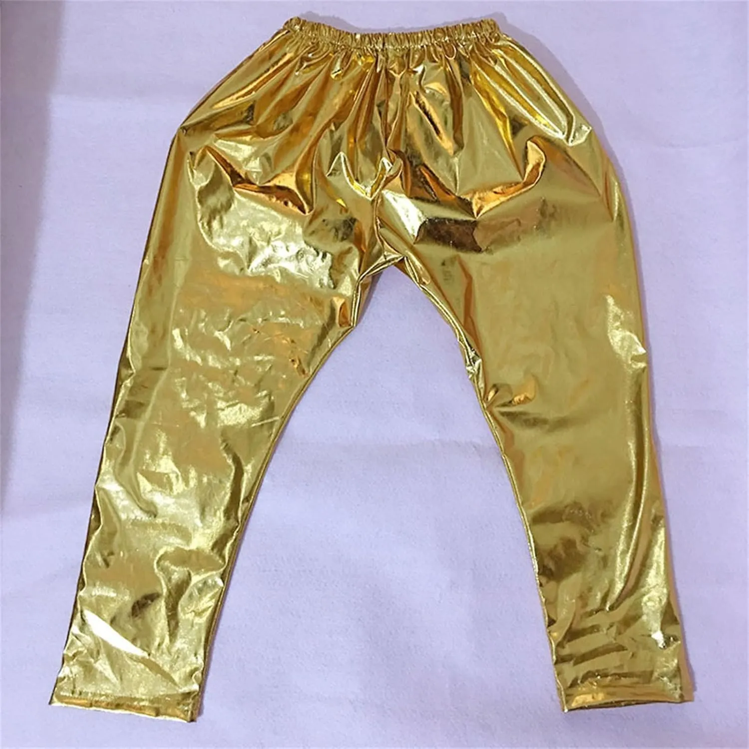 Mardi Gras Sequins Metallic Pants for Boys Girls Glittering Wide Leg Elastic Waist Harem Sweatpants Hip Hop Dance Pants 3-16