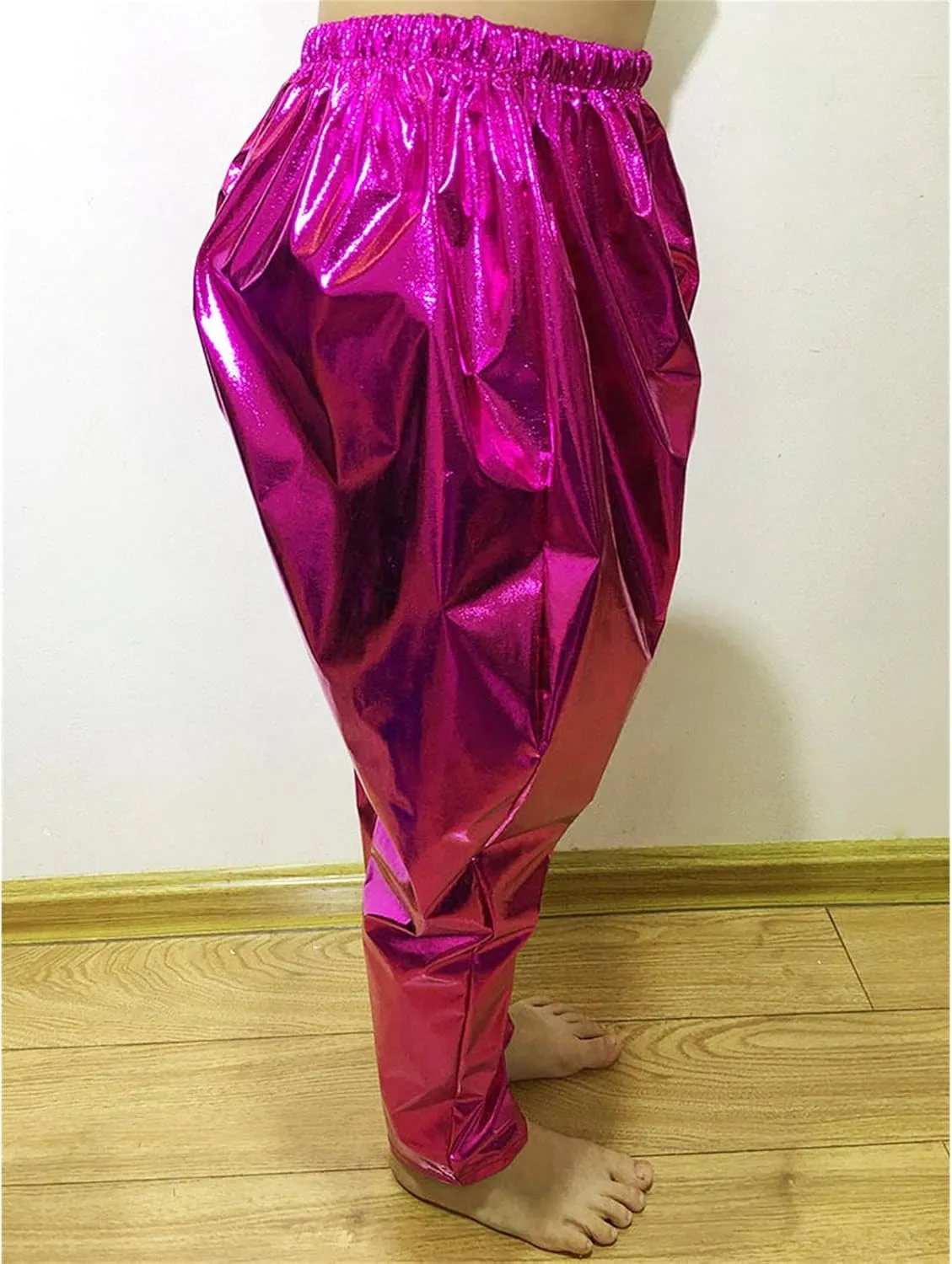 Mardi Gras Sequins Pants for Boys Girls Glittering Wide Leg Elastic Waist Harem Sweatpants Hip Hop Dance Pants 3-16 Year