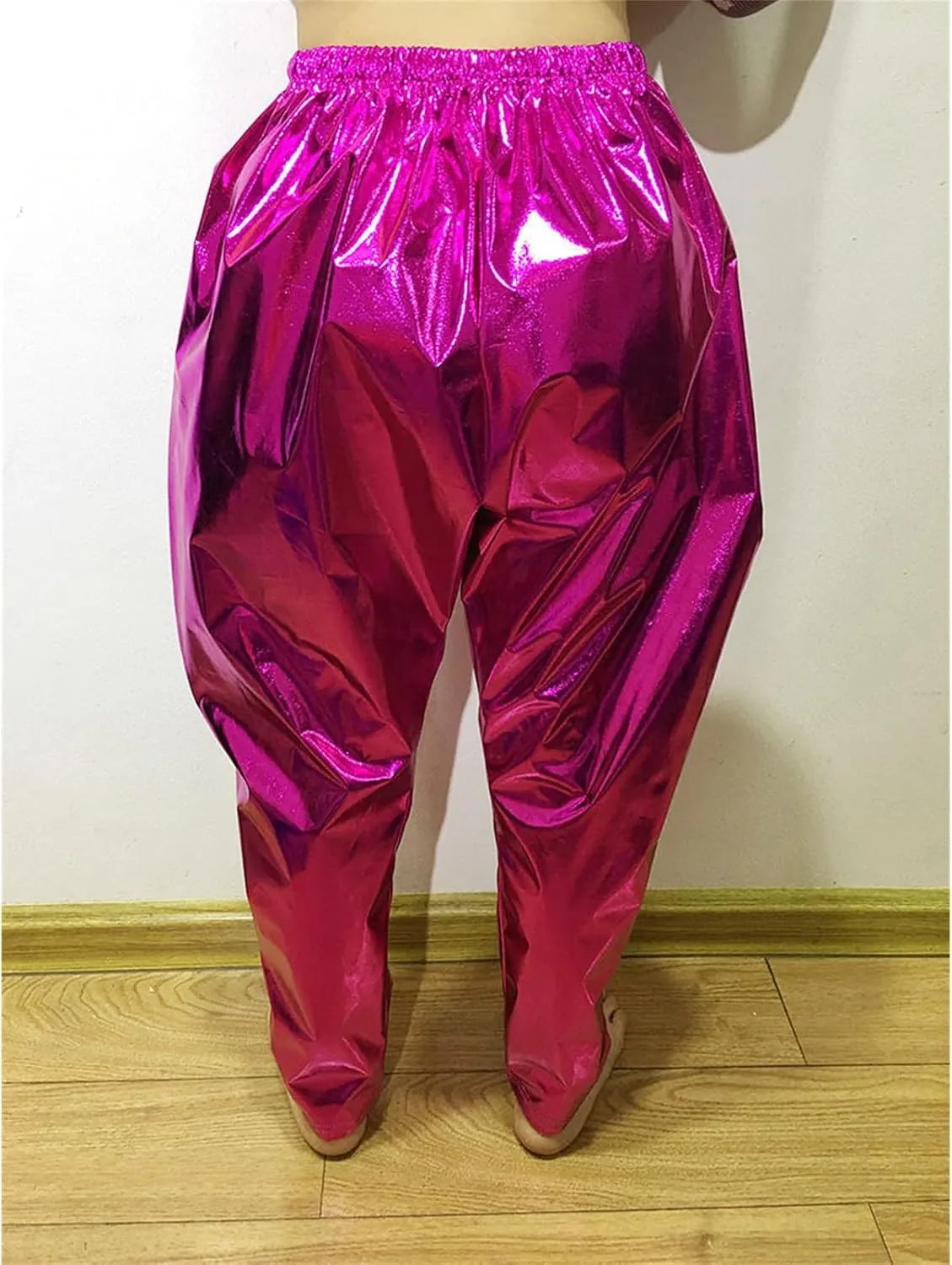 Mardi Gras Sequins Pants for Boys Girls Glittering Wide Leg Elastic Waist Harem Sweatpants Hip Hop Dance Pants 3-16 Year