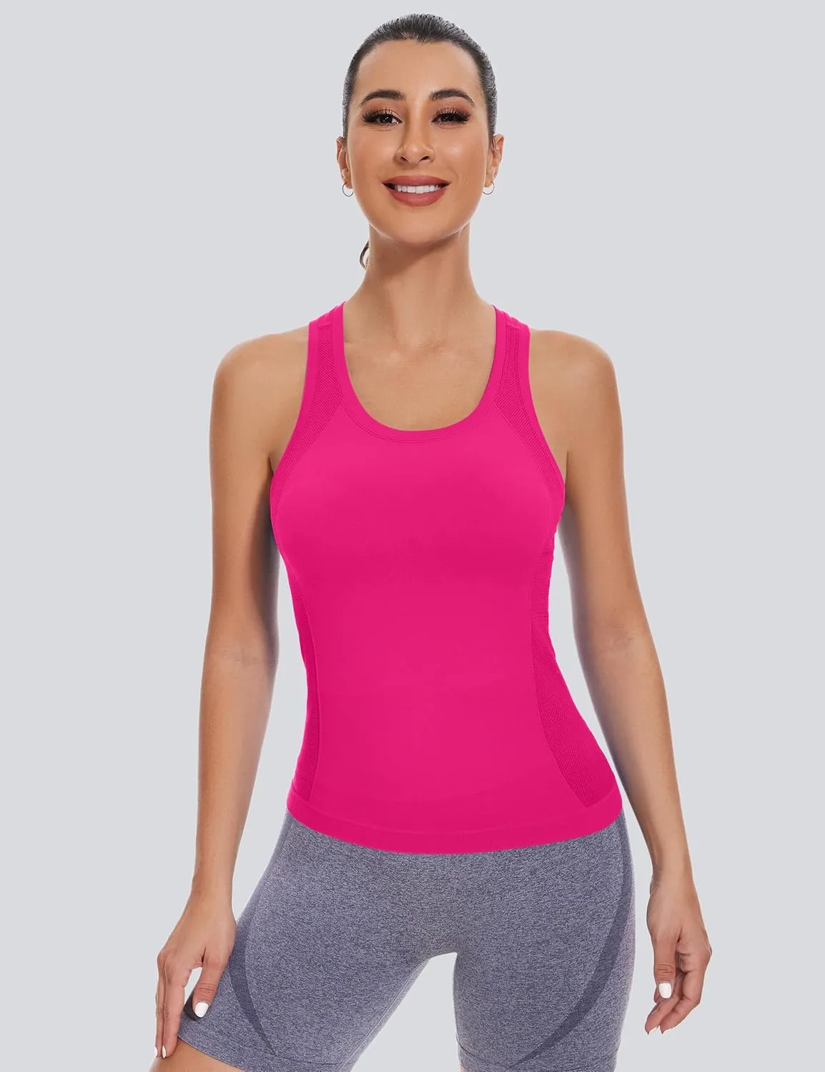 MathCat Workout Tank Tops for women Racerback Tank tops Seamless Gym Tops Sleeveless Athletic Yoga Running Shirts