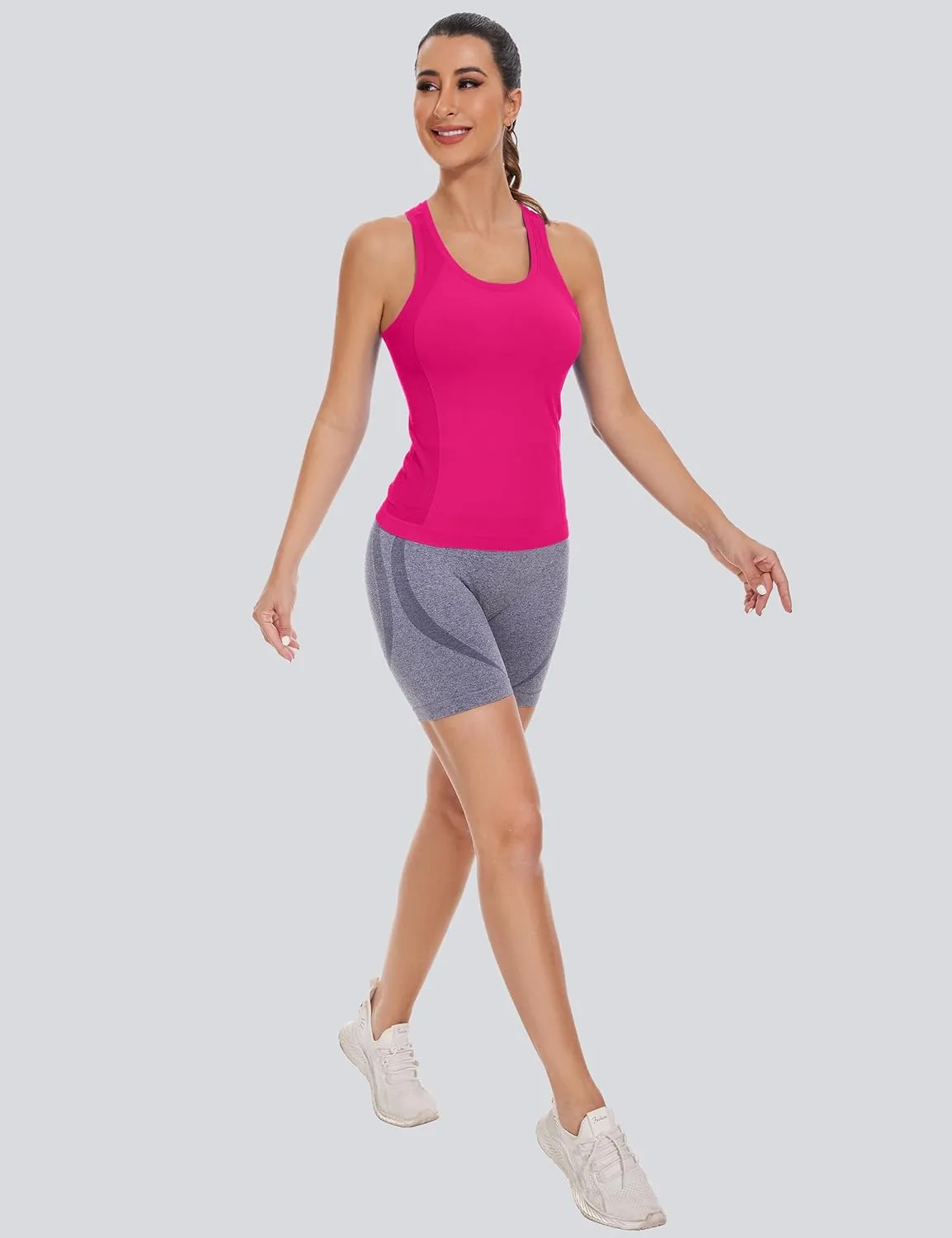 MathCat Workout Tank Tops for women Racerback Tank tops Seamless Gym Tops Sleeveless Athletic Yoga Running Shirts
