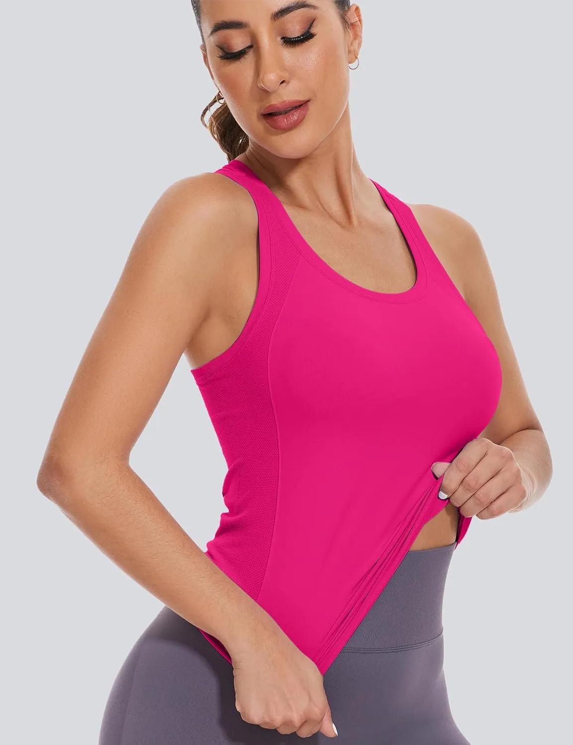 MathCat Workout Tank Tops for women Racerback Tank tops Seamless Gym Tops Sleeveless Athletic Yoga Running Shirts