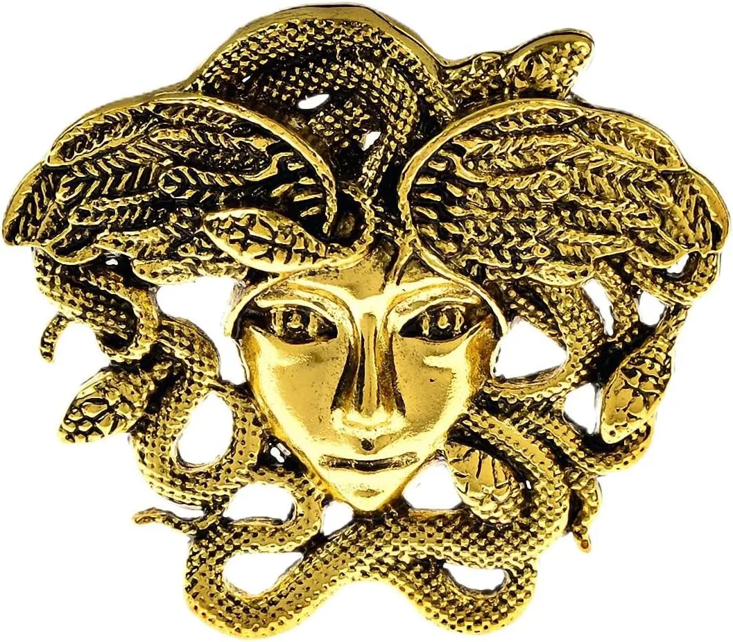Medusa Brooch Snake Hair Women Face Brooch Pin Angel Wings Brooch Pins & Pendants