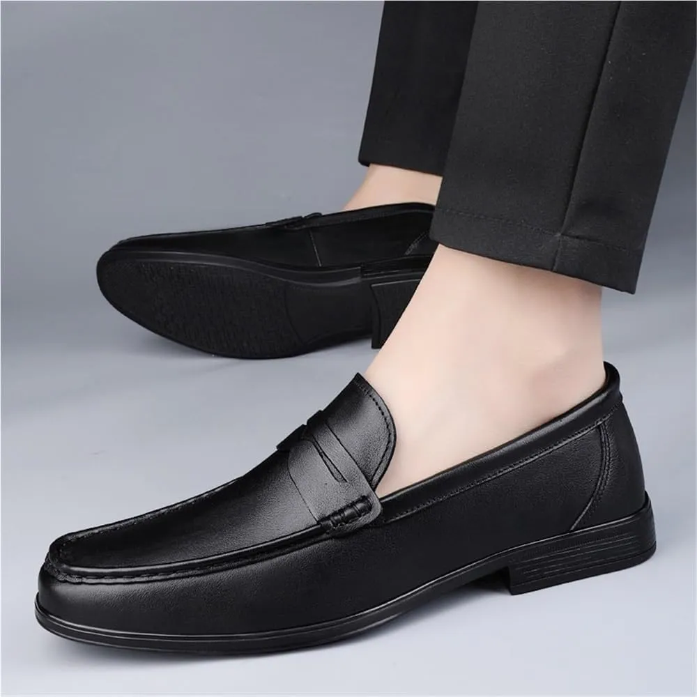 Men Cow Leather Oxford Shoes Slip On Formal Waterproof Non Slip Soft Comfy Casual Fashion Comfortable