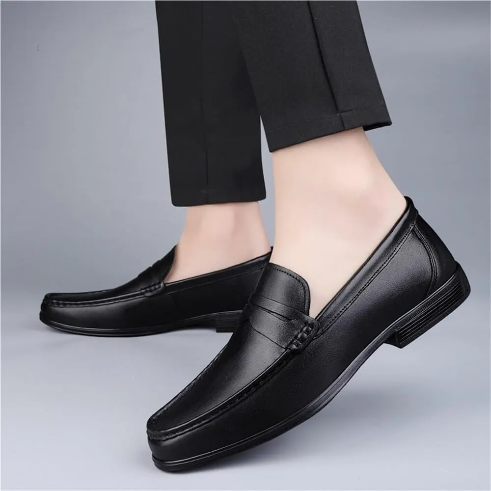 Men Cow Leather Oxford Shoes Slip On Formal Waterproof Non Slip Soft Comfy Casual Fashion Comfortable