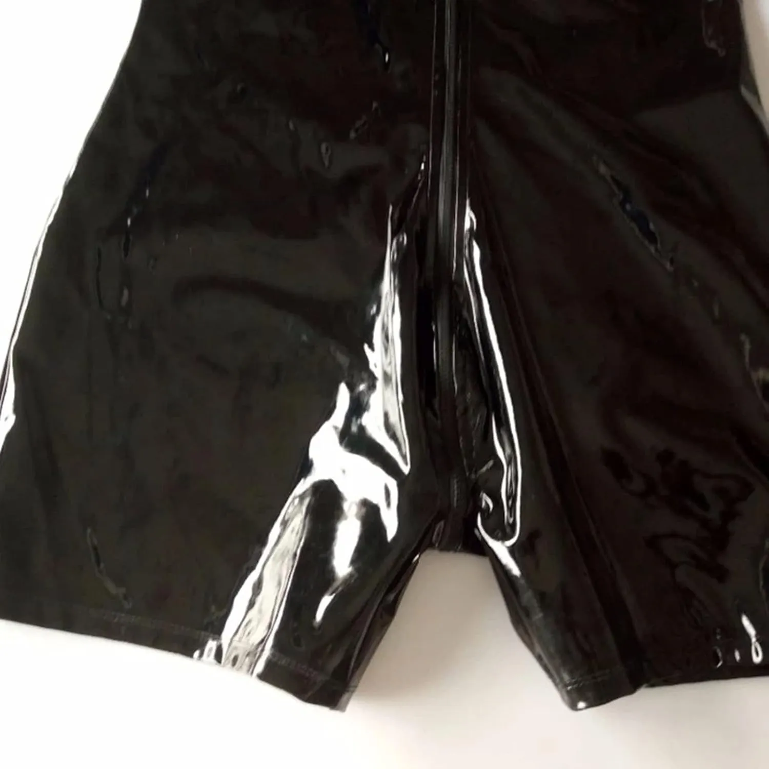 Men Sexy PU Leather One Piece BodysuitZipper Wetlook Short Sleeve Latex CatsuitSlim Fit Club Party Undershirts