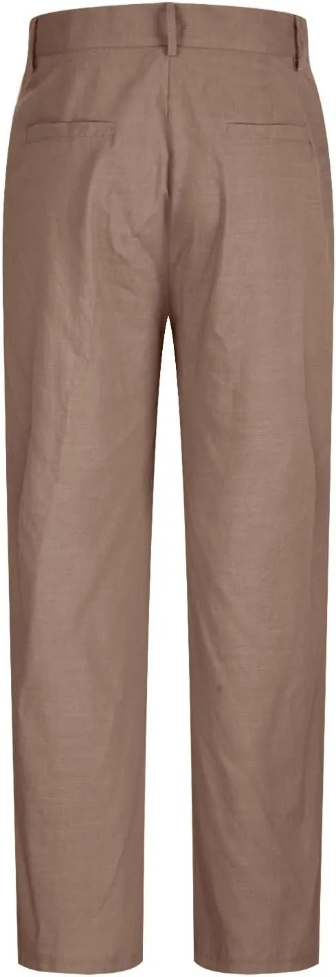 Men's Casual Cotton Linen Pants Baggy Summer Loose Fit Dress Pants with Pockets Breathable Trousers for Work