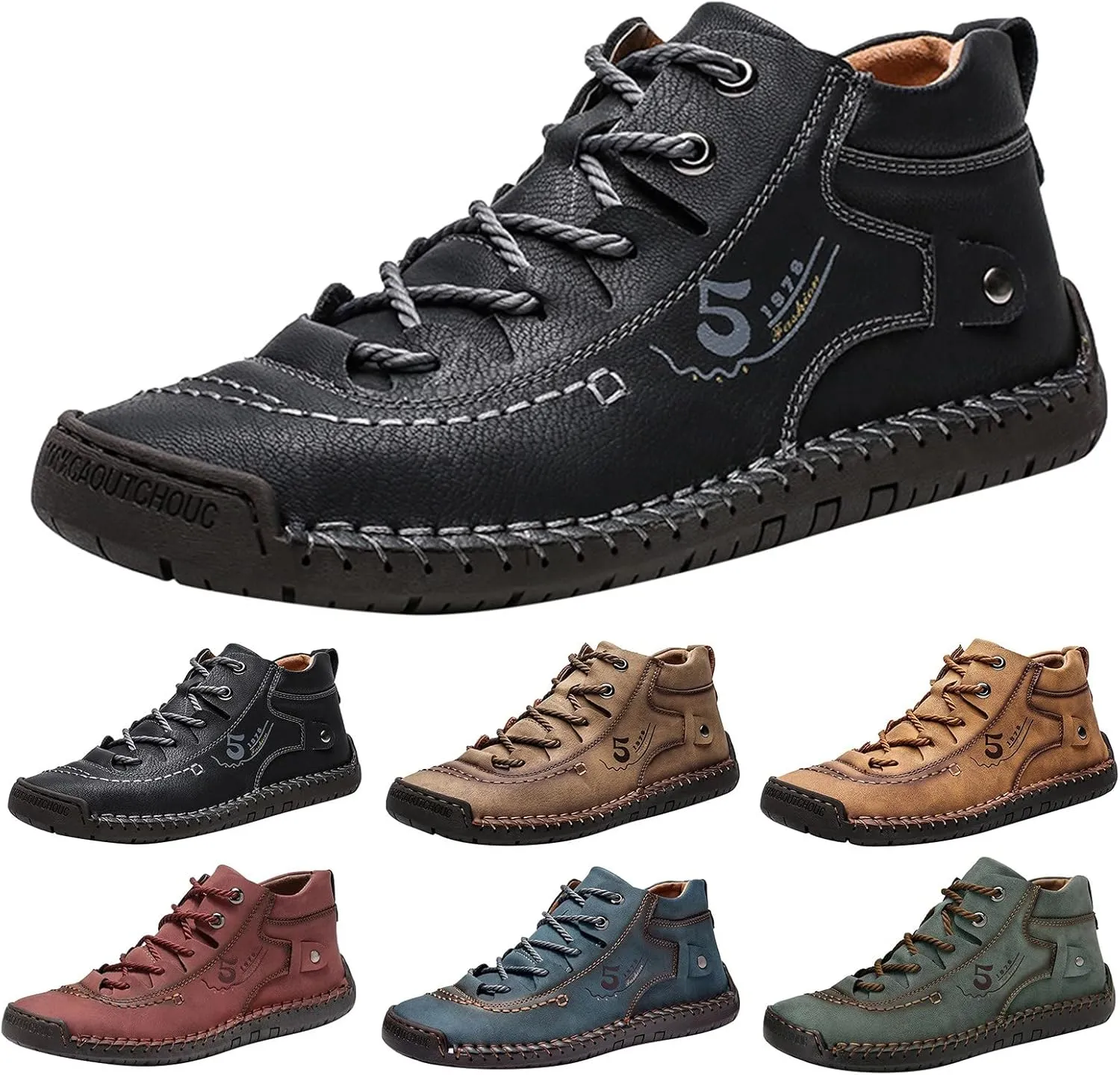 Mens Casual Leather Shoes Size 11 Summer and Autumn Men Leather Shoes Flat Soft Bottom Comfortable Mid Top Lace Up Casual Shoes Laces Dress