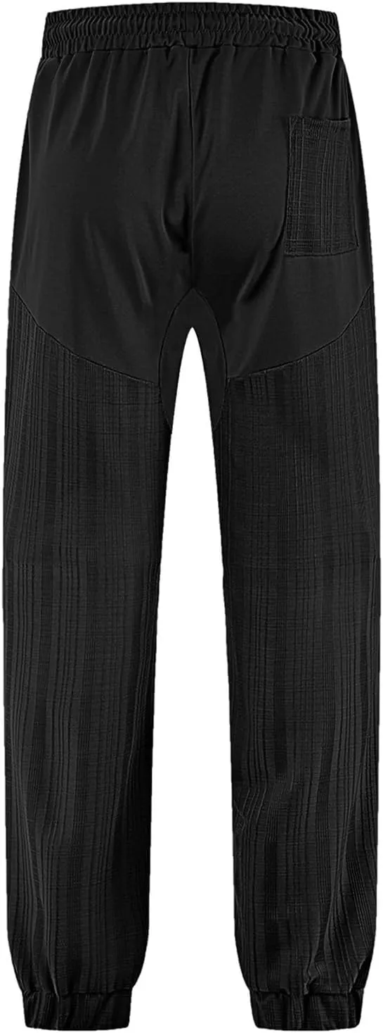 Mens Casual Sweat Pants Lightweight Elastic Waist Drawstring Baggy Trousers Colorblock Fashion Summer Loose Fit Pants