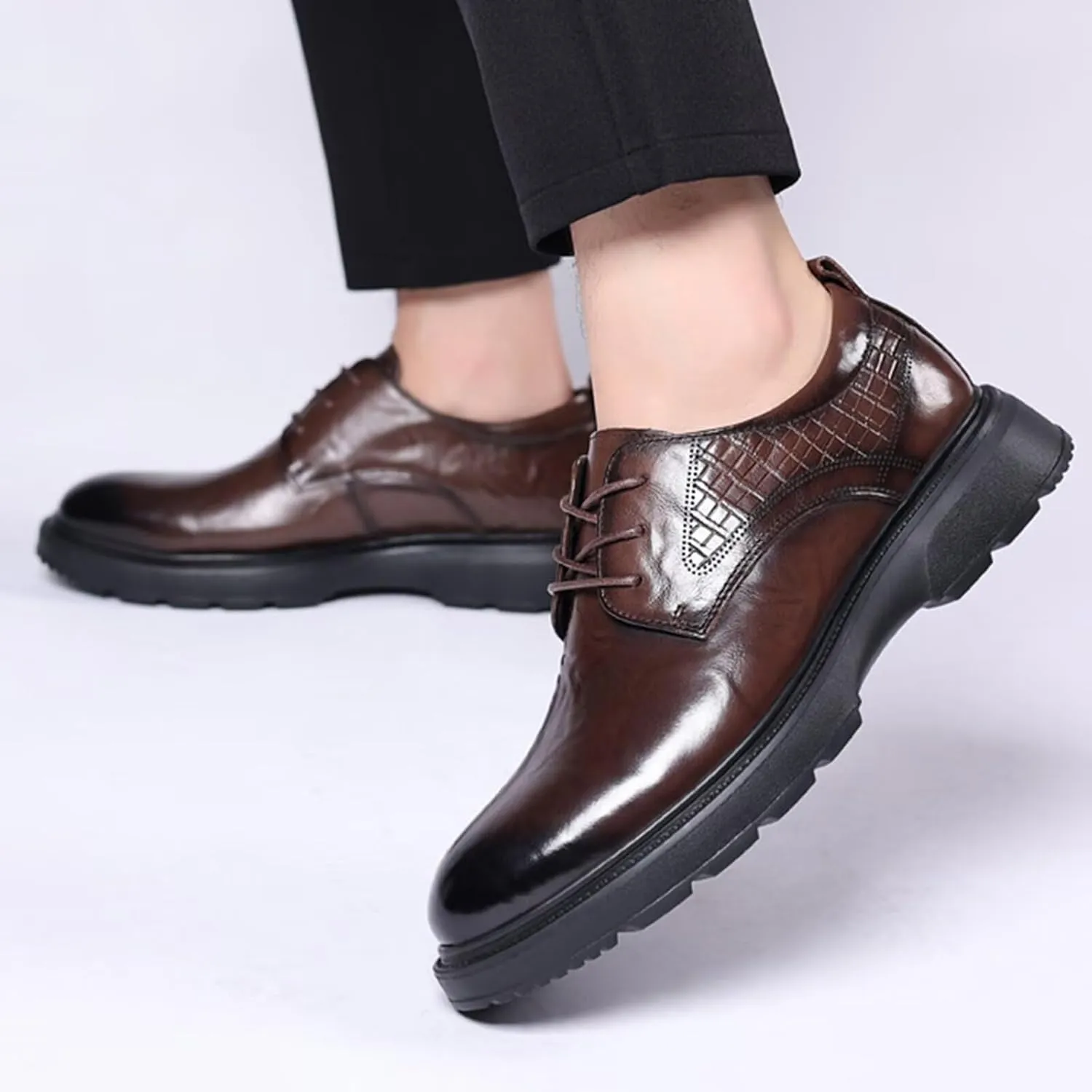 Men's Dress Oxfords Classic Casual Lace Up Formal Business Weddings Shoes Leather