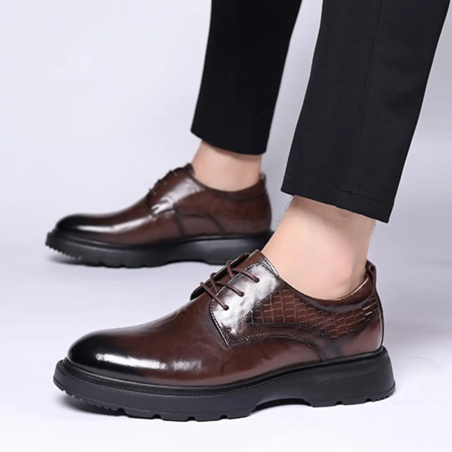 Men's Dress Oxfords Classic Casual Lace Up Formal Business Weddings Shoes Leather
