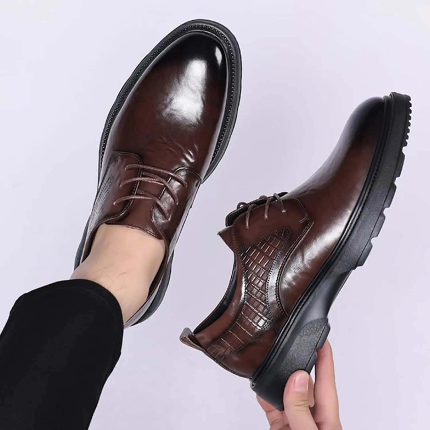 Men's Dress Oxfords Classic Casual Lace Up Formal Business Weddings Shoes Leather