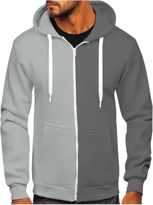 Men's Full Zip Hoodies Sweatshirts Loose Fit Midweight Pullover Hoodies 2023 Casual Workout Hooded Sweatshirts