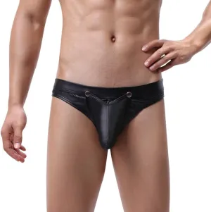 Men's G-String Thong T-Back Jockstrap Sexy Underwear Stretch Strap Faux Leather Low Rise Briefs Panties Lingeries