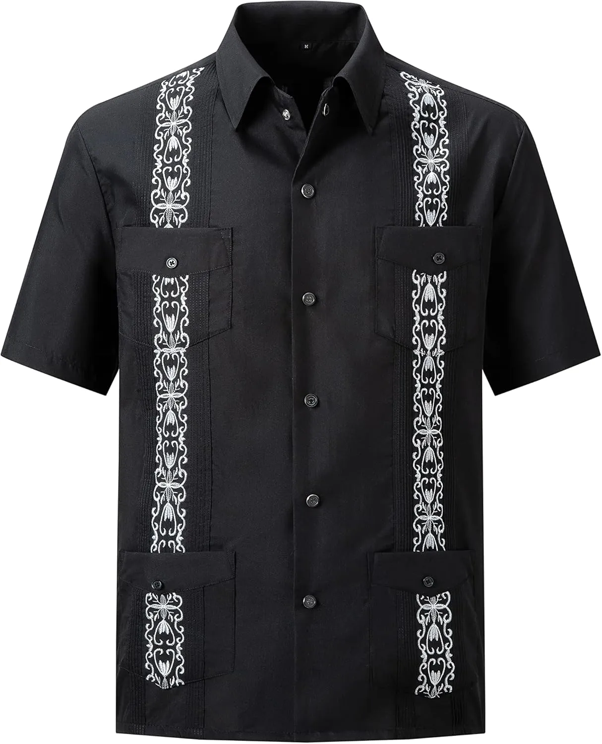 Men's Guayabera Shirts Short Sleeve Casual Snap Shirts