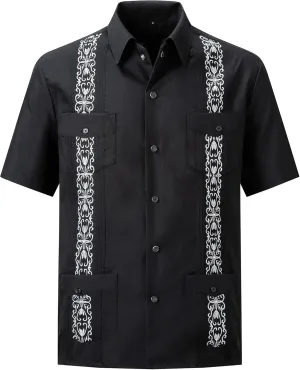 Men's Guayabera Shirts Short Sleeve Casual Snap Shirts