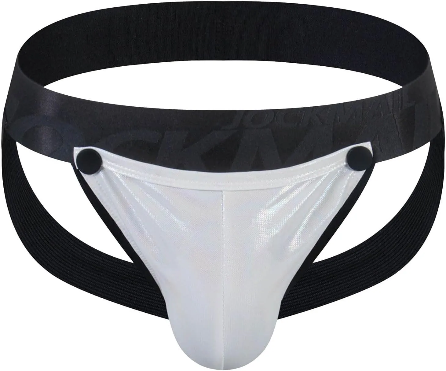 Men's Removeable Pouch Jock Straps Underwear Faux Leather Athletic Supporter Jockstrap Sexy Low Rise Butt-Flaunting Underpant