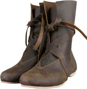 Men's Renaissance Boots Medieval Cosplay Boots Gothic Lace Up Gothic Flat Jazz Stage Vintage Pirate Viking Tied Shoes 
