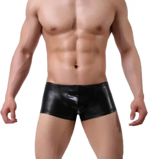 Men's Sexy Shorts Boxers Briefs For Men Exotic Underwear Rave Short For Clubwear Imitation Leather Underwear