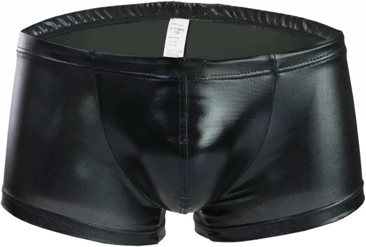 Men's Sexy Shorts Boxers Briefs For Men Exotic Underwear Rave Short For Clubwear Imitation Leather Underwear