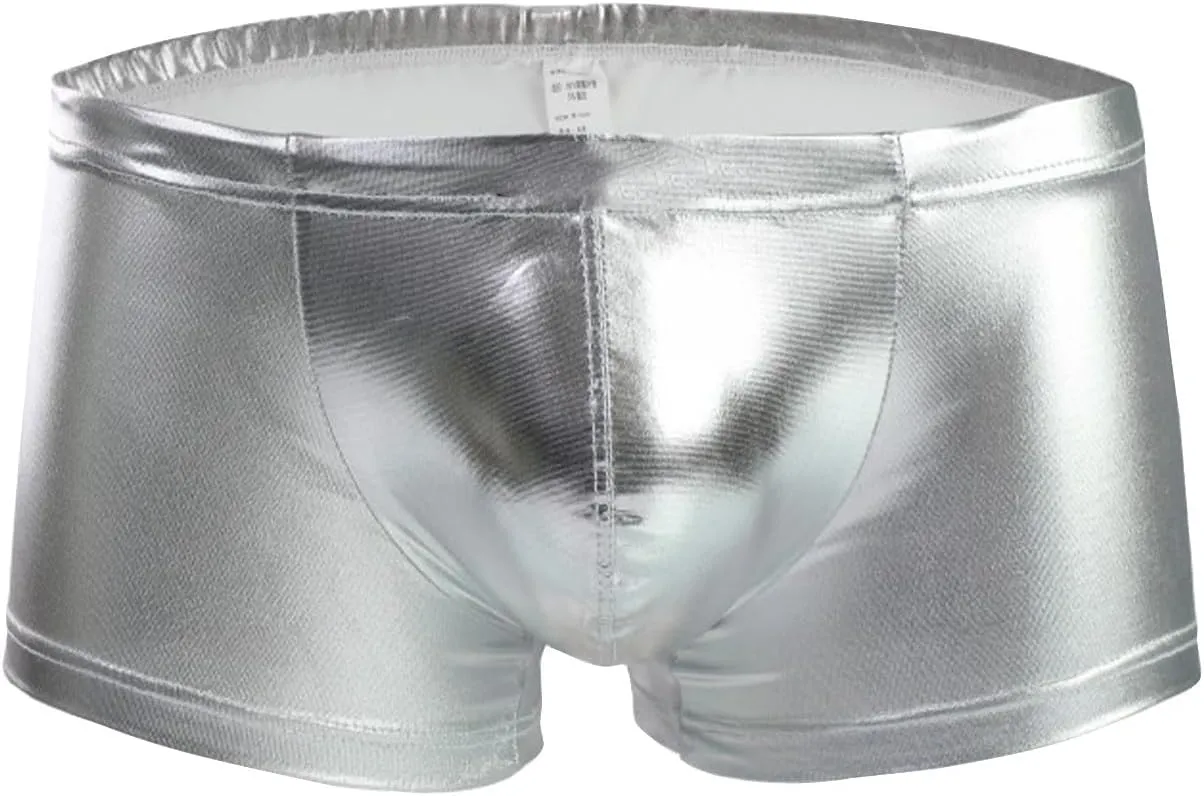 Men's Sexy Shorts Boxers Briefs For Men Exotic Underwear Rave Short For Clubwear Imitation Leather Underwear