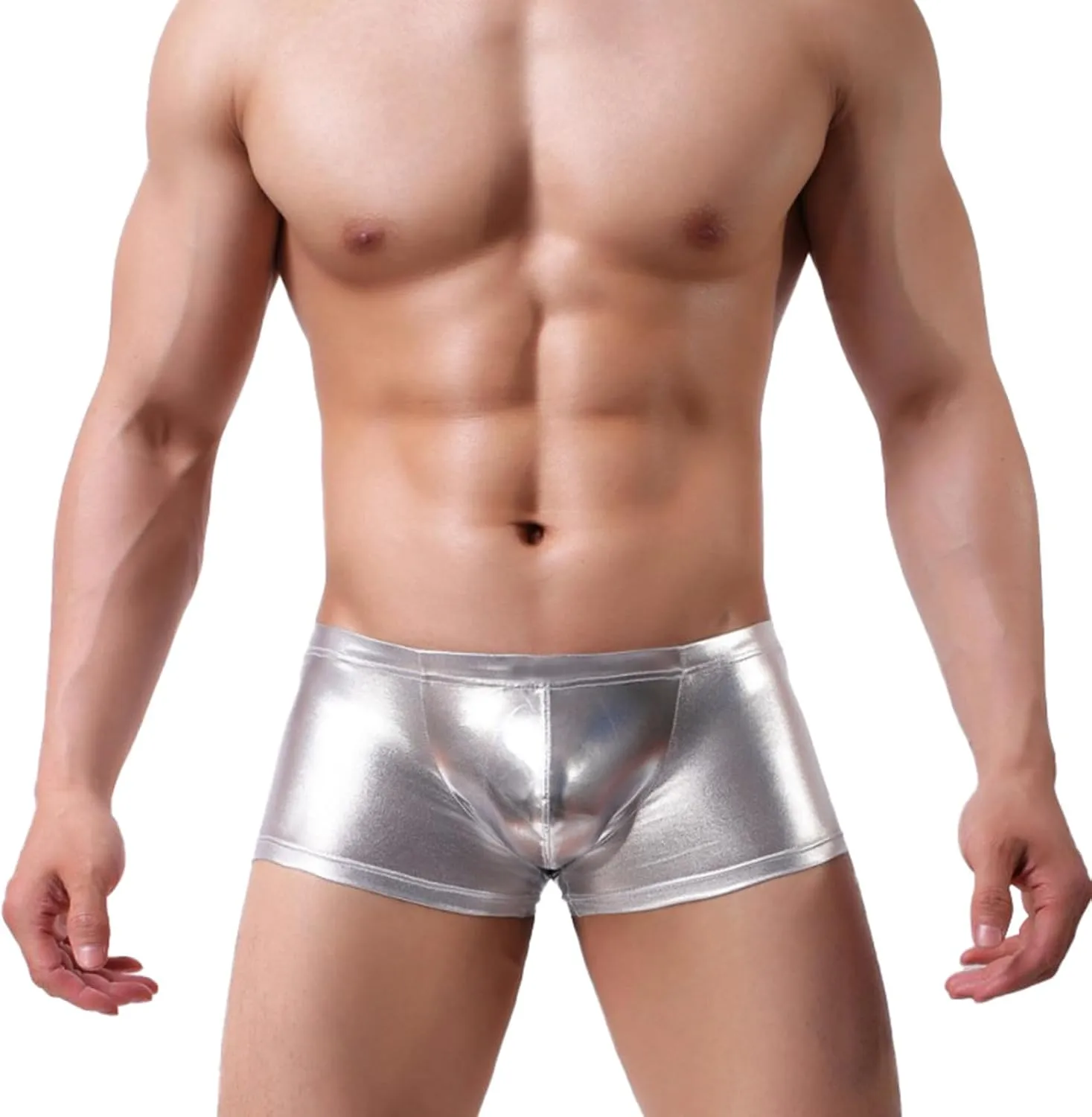 Men's Sexy Shorts Boxers Briefs For Men Exotic Underwear Rave Short For Clubwear Imitation Leather Underwear