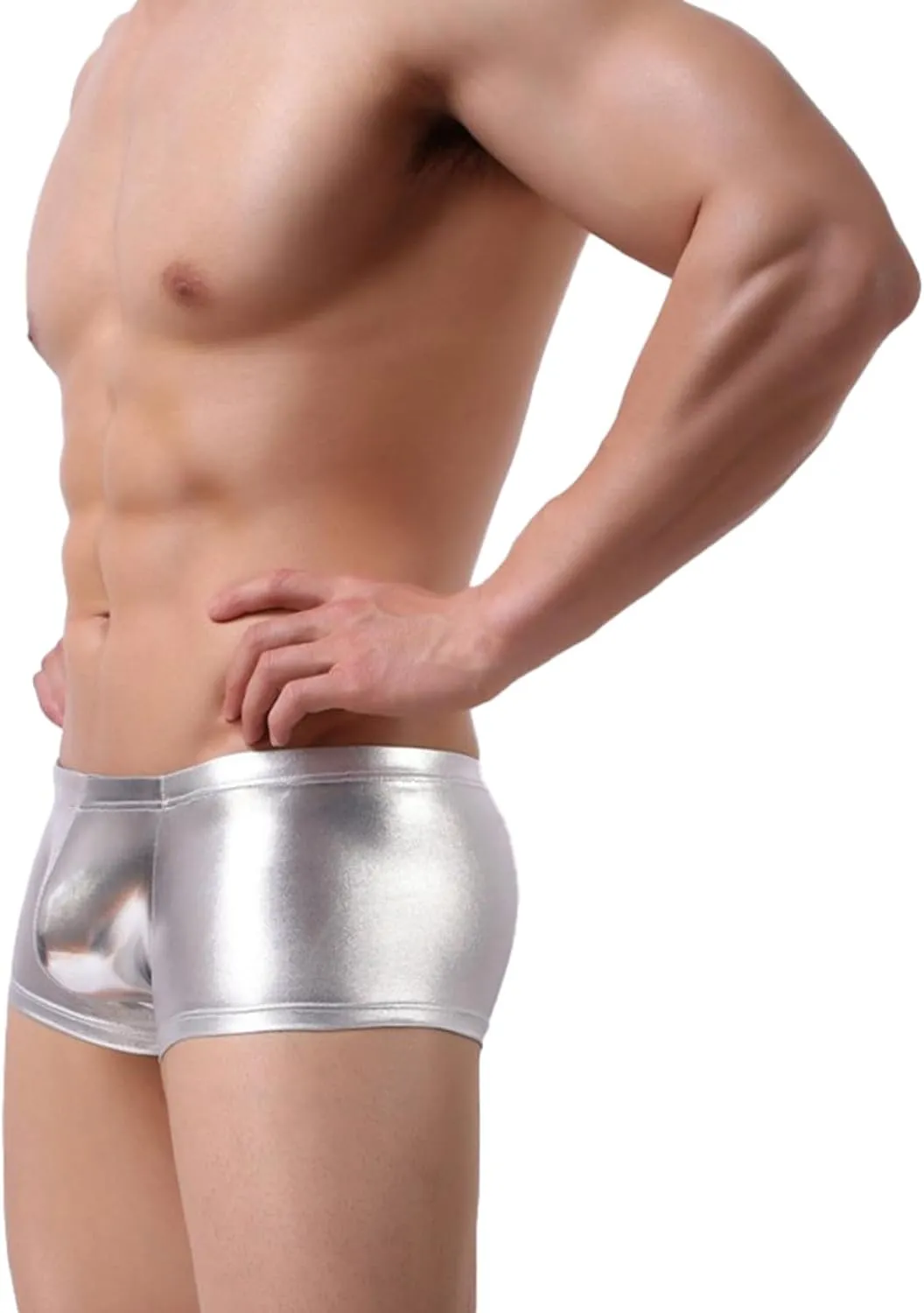Men's Sexy Shorts Boxers Briefs For Men Exotic Underwear Rave Short For Clubwear Imitation Leather Underwear