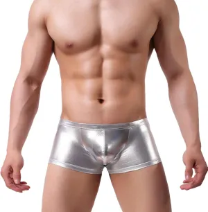 Men's Sexy Shorts Boxers Briefs For Men Exotic Underwear Rave Short For Clubwear Imitation Leather Underwear