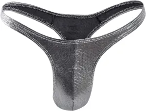 Mens Sexy Thong Briefs Faux Leather Low Rise Bikini Thongs for Men Male Lingerie T-Back Thongs Lingerie