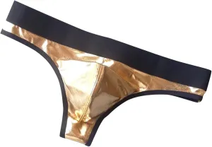 Men's Sexy Underpants Thongs Leather Low Rise Shiny Underwear 3D pouch Jockstrap T-Back G-String Briefs Panties