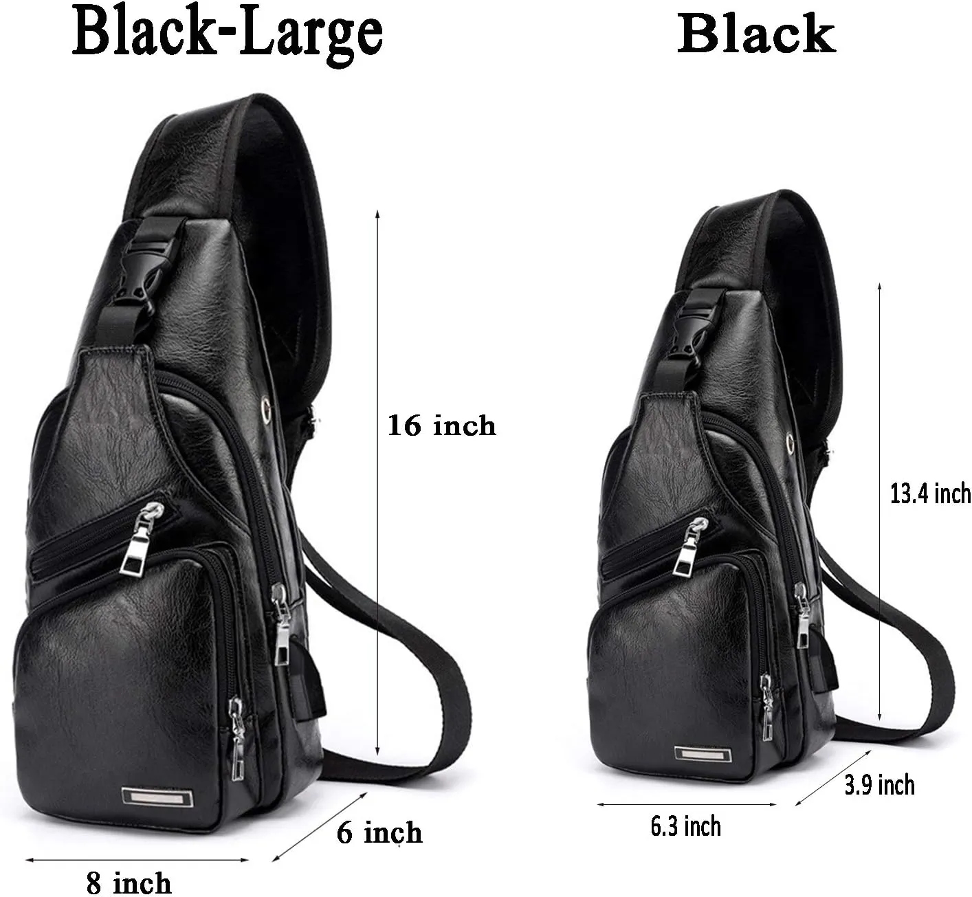 Men's Sling Bag, Business Leather Shoulder Backpacks Campus Travel Crossbody Bag with USB Charging Port