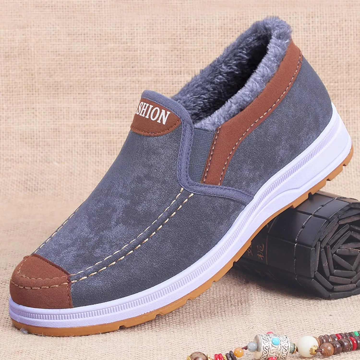 Mens Snow Shoes Pull-on Winter Walking Shoes Wide Toe Box Warm Ankle Boots aterproof Work Boots For Men