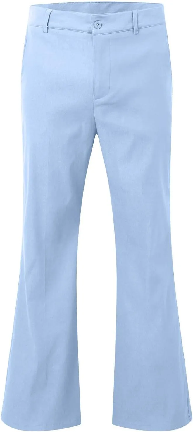 Mens Sweatpants Men's Solid Color Bell-Bottom Belt Pocket Casual Big Trousers Loose Legs Suit Pants for Men