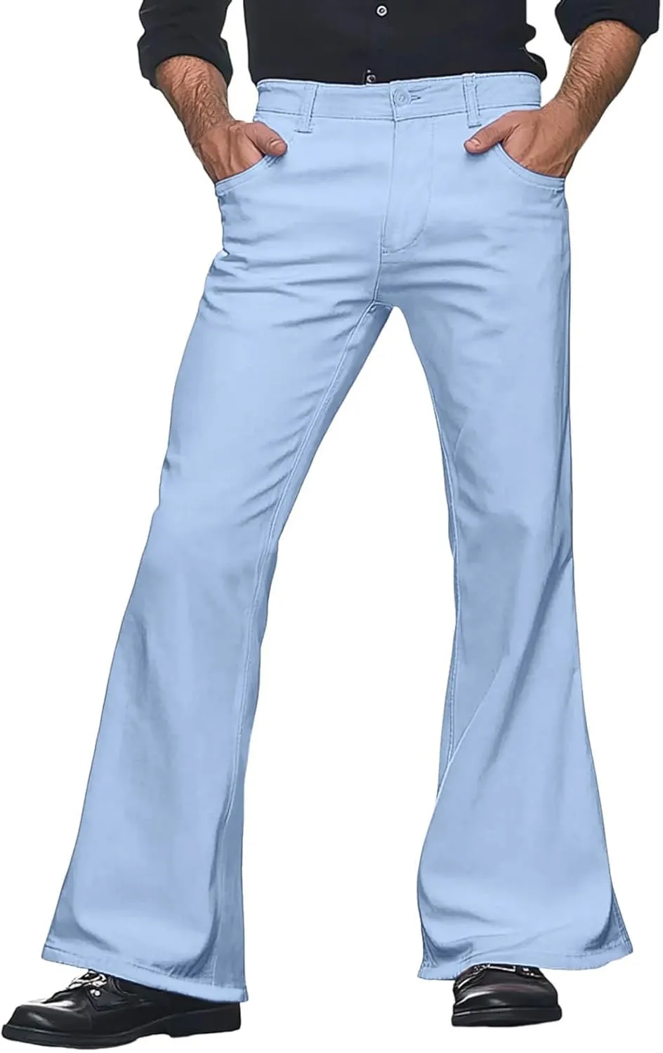Mens Sweatpants Men's Solid Color Bell-Bottom Belt Pocket Casual Big Trousers Loose Legs Suit Pants for Men