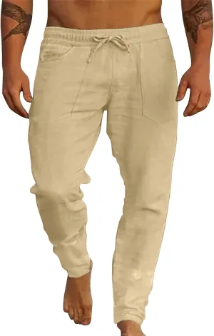 Mens Sweatpants with Pockets Big and Tall Joggers Fashion Men's Sport Color Bandage Casual Loose Sweatpants Drawstring