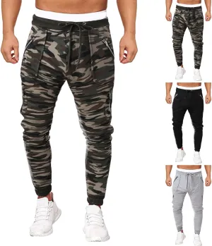 Mens Workout Cargo Sweatpants Men Lounge Pants Men's Casual Pants Overalls Solid Color Multi-Pocket Straight Trousers