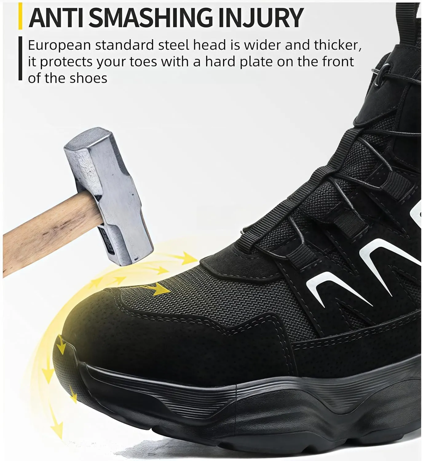 Microfiber Leather Steel Toe Boots for Men Women, All Seasons High top Steel Toe Safety Boots, Lightweight Breathable Soft-soled Protective Shoes for Industrial & Construction