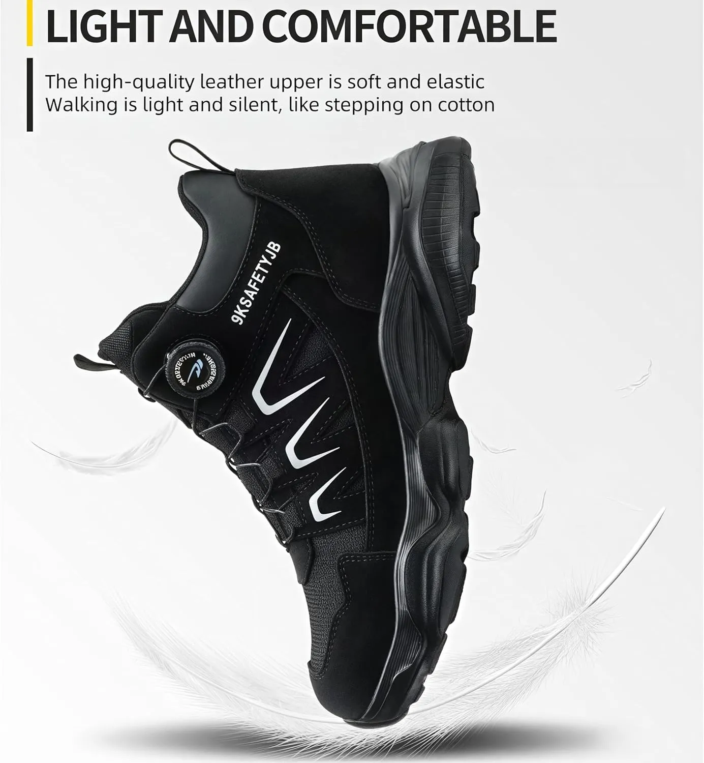 Microfiber Leather Steel Toe Boots for Men Women, All Seasons High top Steel Toe Safety Boots, Lightweight Breathable Soft-soled Protective Shoes for Industrial & Construction