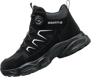 Microfiber Leather Steel Toe Boots for Men Women, All Seasons High top Steel Toe Safety Boots, Lightweight Breathable Soft-soled Protective Shoes for Industrial & Construction