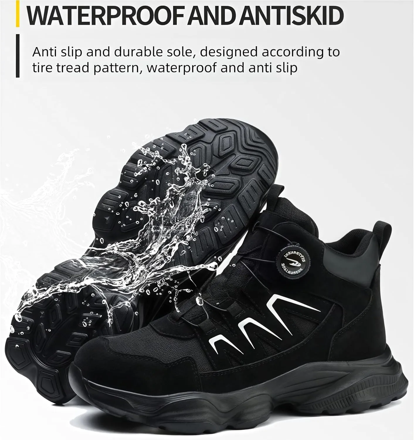 Microfiber Leather Steel Toe Boots for Men Women, All Seasons High top Steel Toe Safety Boots, Lightweight Breathable Soft-soled Protective Shoes for Industrial & Construction