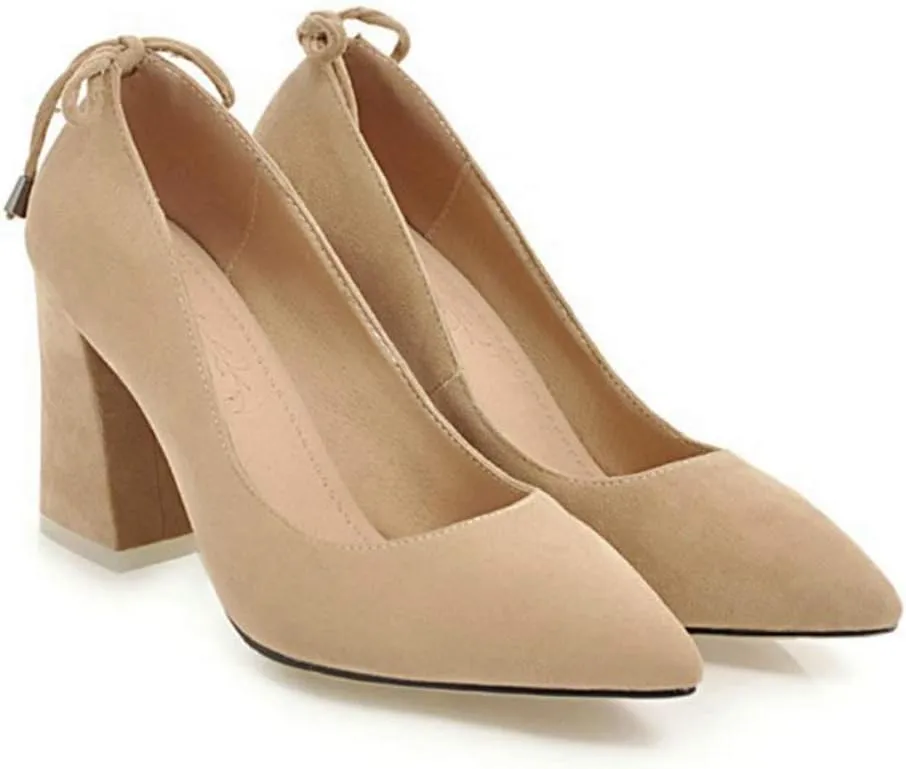MIOKE Women's Square Toe Chunky High Block Heel Pumps Suede Lace Up Ankle Strap Comfy Mary Jane Dress Shoes