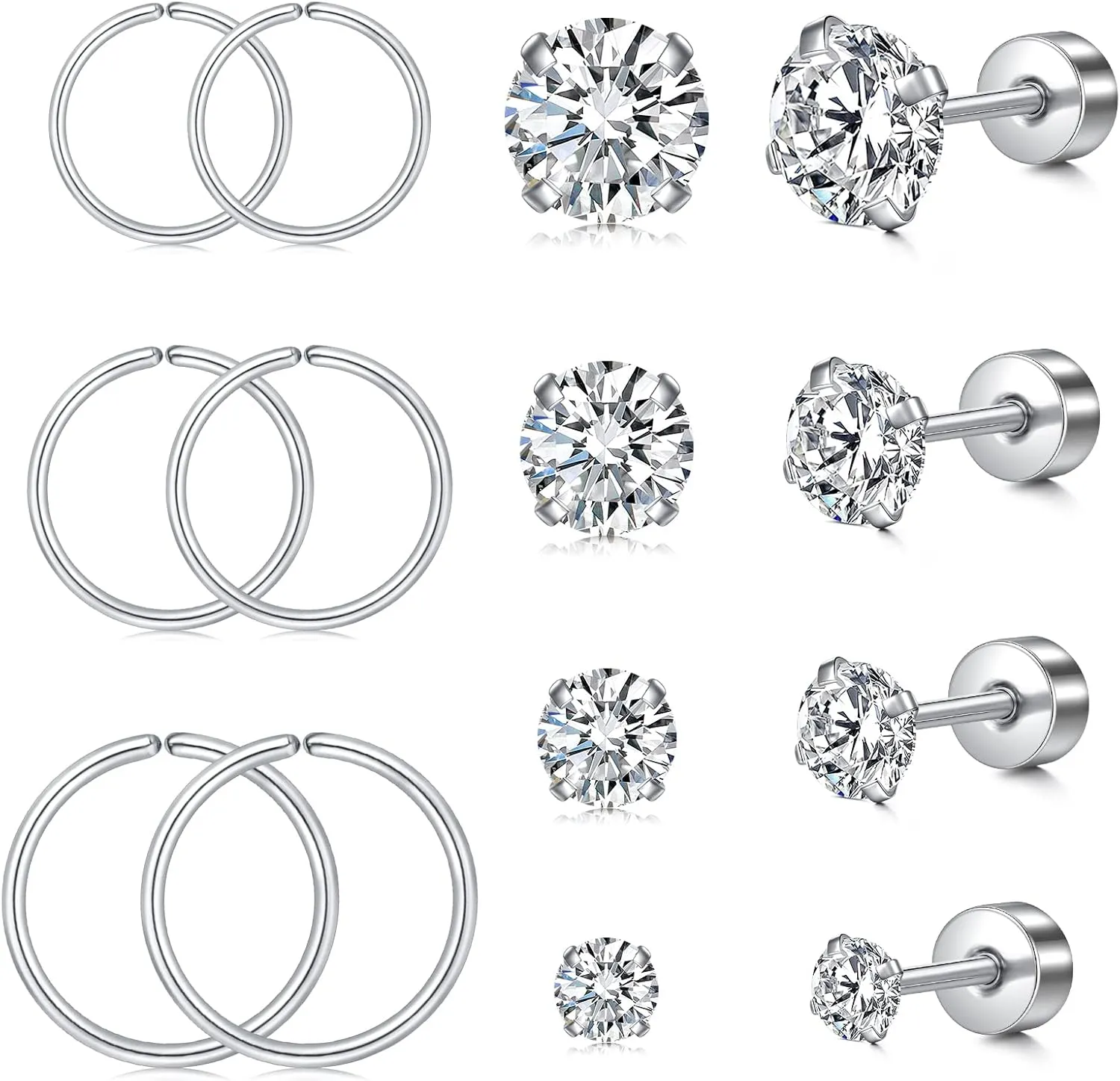 MODRSA Gold Cartilage Earring Silver Cartilage Piercing Jewelry 16g Helix Piercing Jewelry Cartilage Hoop Earring Helix Earrings Silver Cartilage Earring Stud 16 Gauge Cartilage Earrings for Women