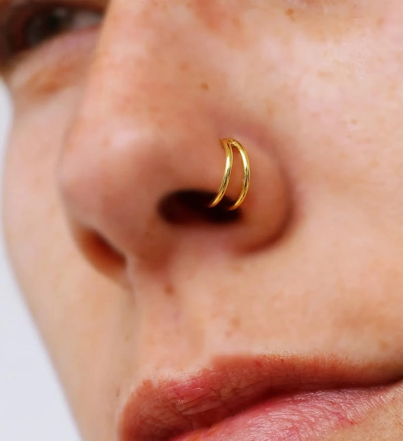 MODRSA Hoop Nose Rings - 20g L Shape Studs, Surgical Steel Corkscrew Hoops